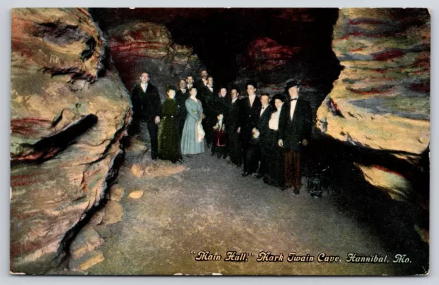 Tour Group in Main Hall Mark Twain Cave Hannibal Missouri MO Postcard c1912