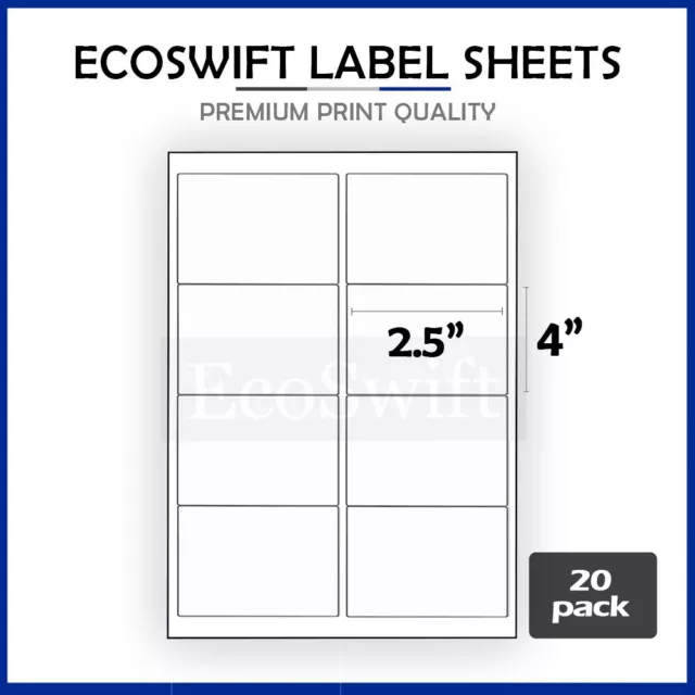 (160) 4 x 2.5 EcoSwift Laser/Ink Address Shipping Adhesive Labels 8 per sheet