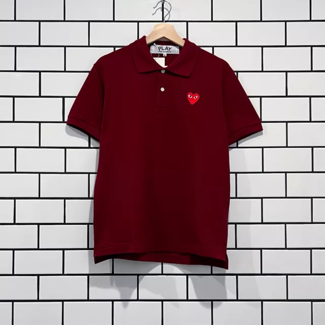 Comme Des Garcons Cdg Play Red Heart Polo Shirt Burgundy Az-T006-051-3