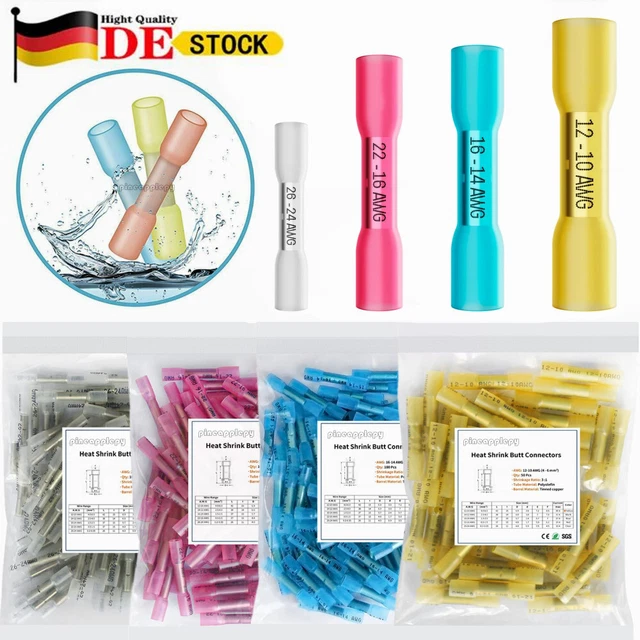 Kuject Stoßverbinder Set Kuject 210-teiliges Stoßverbinder Set – Wasserdichte Schrumpfverbinder, Kabelverbinder 10-22 AWG, Mit Kleber, Farbcodiert Kuject Stoßverbinder Set Kuject 210-teiliges Stoßverbinder Set – Wasserdichte Schrumpfverbinder, Kabelverbinder 10-22 AWG, Mit Kleber, Farbcodiert