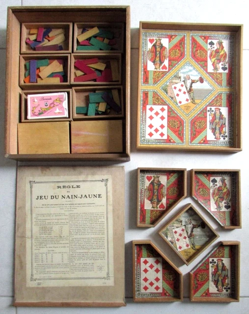 Jeu de Nain Jaune Éditions Atlas Cases et jetons en bois 28 x