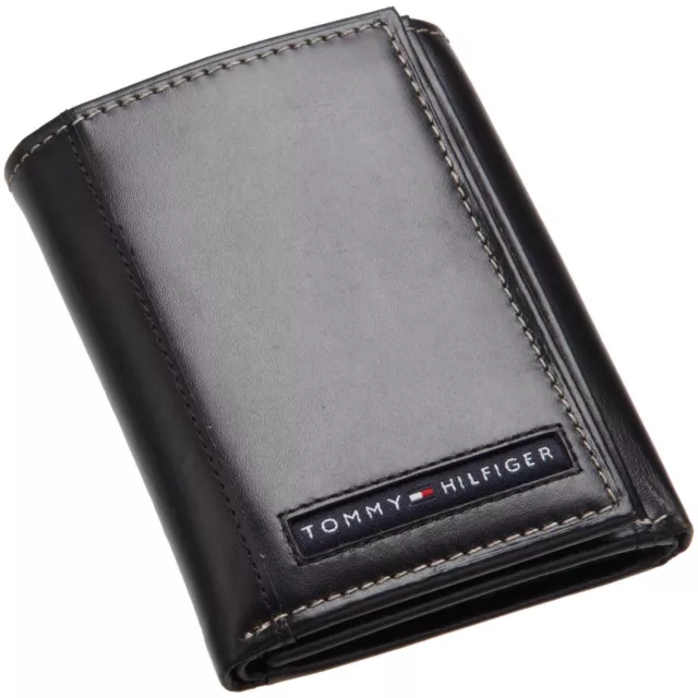 Brand New Tommy Hilfiger Black Leather Cambridge Trifold  Wallet (Free Postage)