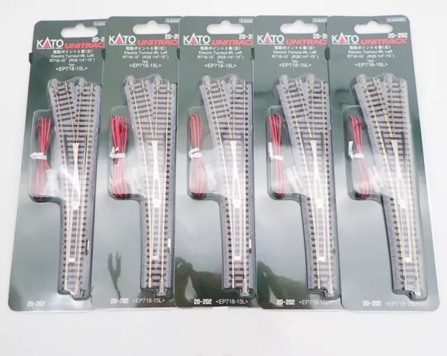 KATO 20-202 N Scale Unitrack Electric Turnout #6 Left Hand set of 5 EP718-15 L