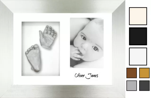 New Baby Gift 3D Casting Kit Silver Display Frame Photo Hand Foot Casts BabyRice