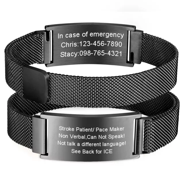 Vnox Personalized Medical Alert ID Bracelet Emergency Bangle Wristband