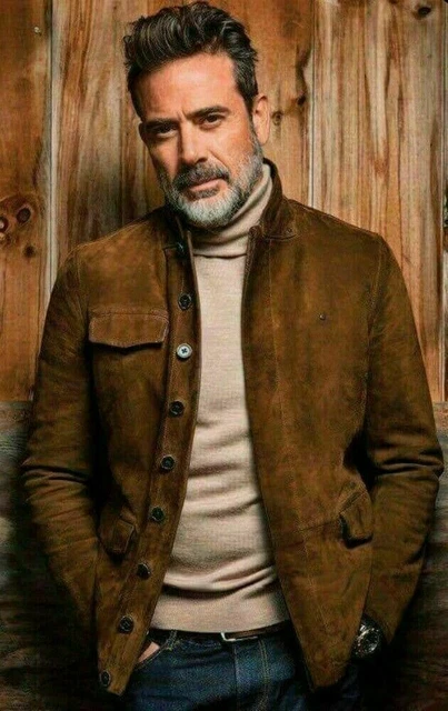 Men Genuine Lamb Suede Leather Vintage Brown Casual Outwear Biker Coat Jacket