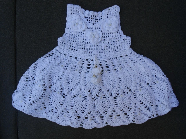 ROBE DE BAPTEME au crochet pour bebe fille 2 3 mois robe nouveau nee EUR 35 00 PicClick FR