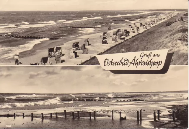 uralte AK, Ostseebad Ahrenshoop Strand mit Strandkörben, Wellenbrecher  //39