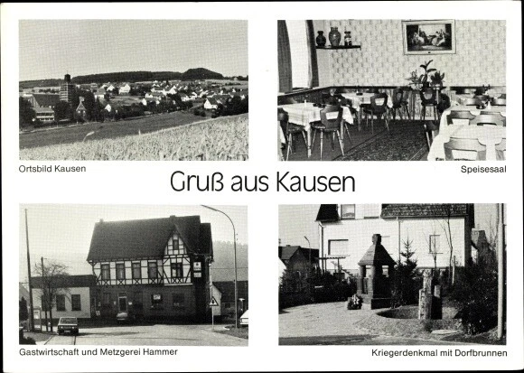Ak Kausen im Westerwald, Ortsbild, Gastwirtschaft Metzgerei... - 3553723