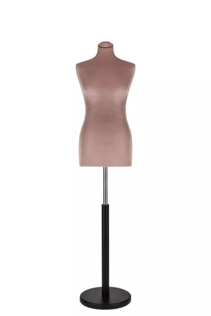 Busto donna sartoriale manichino femminile velluto rosa antico base nero