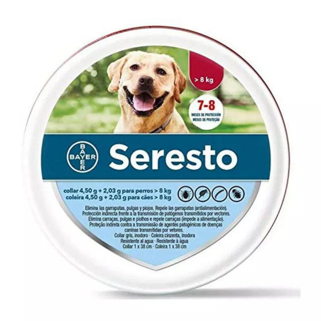 BAYER"SERESTO Collare Antiparassitario per Cani più di 8 Kg 8 mesi di Protezione