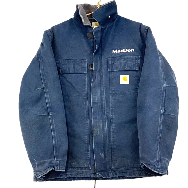 Vintage Carhartt Canvas Insulated Work Jacket Size 40 Blue Workwear