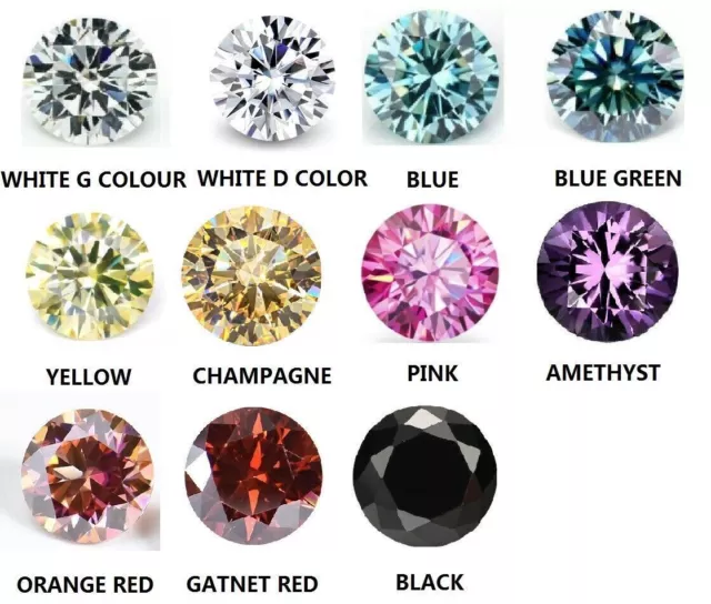 1 To 5 Carat Mixed Color Round Brilliant Cut VVS1 Loose Moissanite For Ring