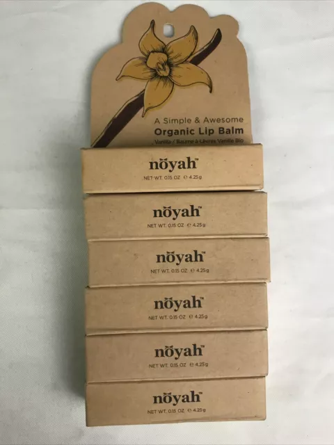 6pck Noyah simple & awesome Organic Lip Balm Vanilla .15oz each