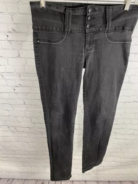 WATCH LA JEANS Black Mid Rise Black 3 Button Stretch Skinny Womens 9