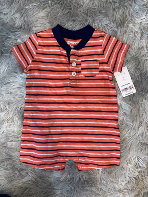 Carter’s Baby Boy 3 Months Romper Striped NWT Adorable!