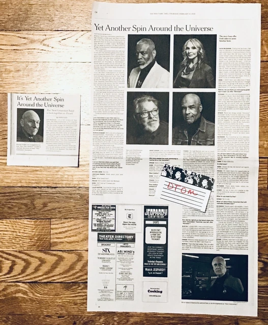 New York Times Movie Article STAR TREK NEXT GENERATION TOGETHER AGAIN, PICARD