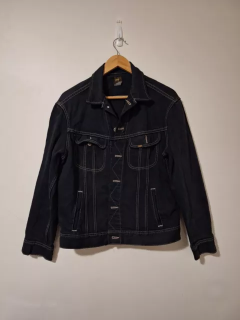 Vintage 90s Lee Riders Denim Trucker Jacket, Made in USA-Black- Size Medium