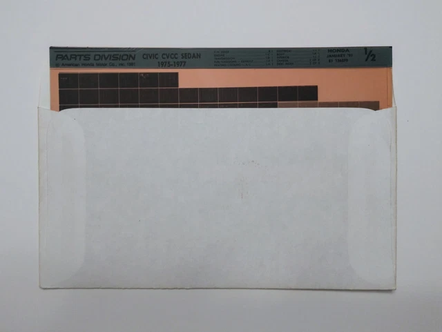 Honda 1975 - 1977 Civic CVCC Sedan US Parts Catalog Microfilm Microfiche
