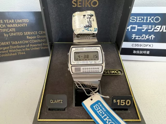 SEIKO C359-5000 CALCULATOR Chrono-Alarm Quartz LCD White Face Watch £  - PicClick UK