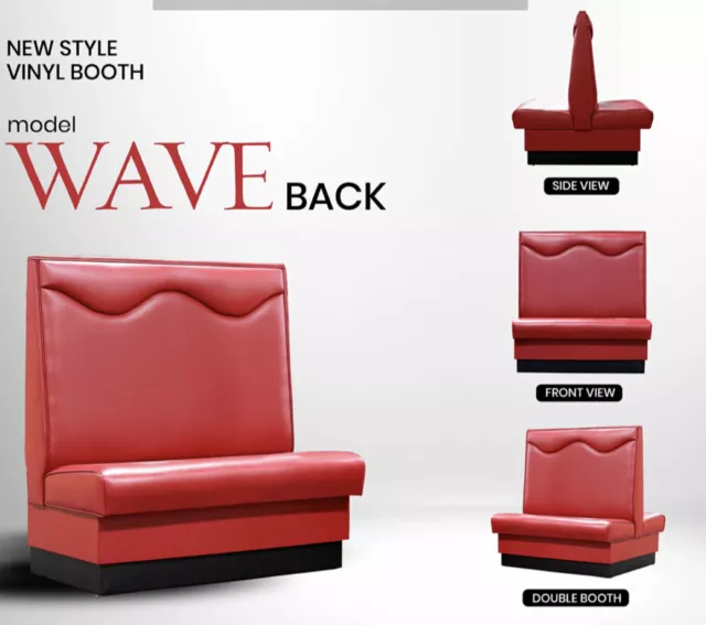 Restaurant Booth single & double 48"Long x 48" high Upholstered Wave back