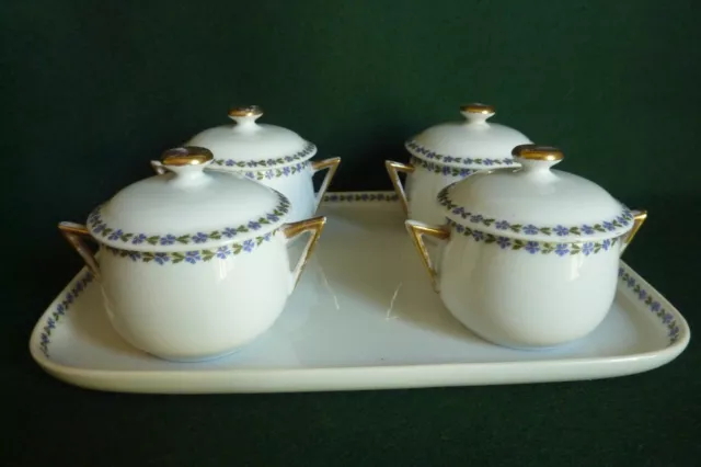 Service de pots à crème sur leur plateau, porcelaine de LIMOGES-Art de la table 2