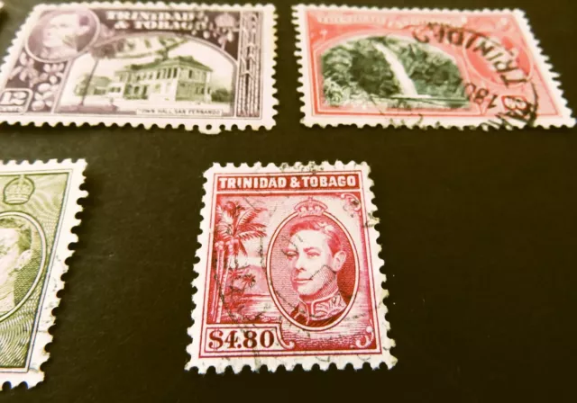 Trinidad Tobago - 12 Stamps 1938 George VI - First Boca 1c - $4.80 - Used LH GVG 3