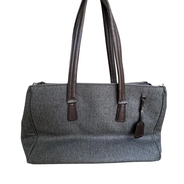 Tumi Sinclair Ana Large Double Zip Business Tote Bag Gray Canvas 79341EG