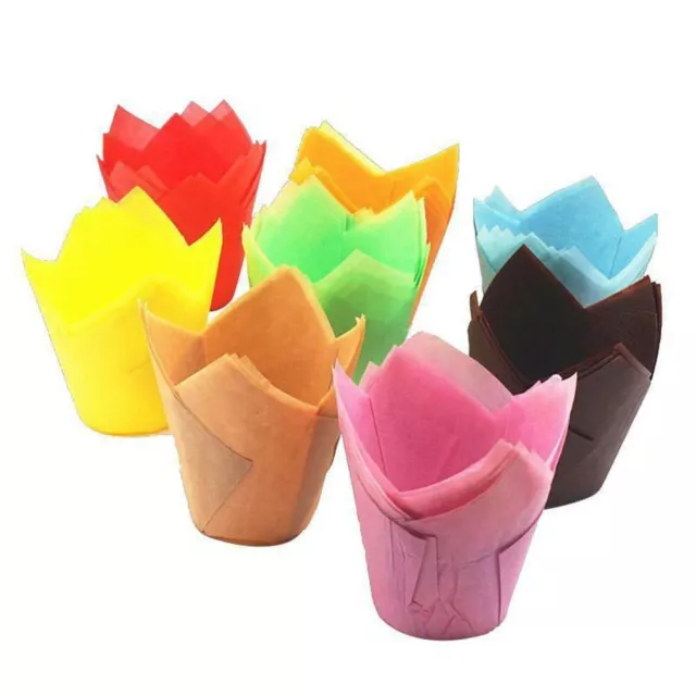 Resistant Greaseproof Tulip Muffin Cupcake Cases 50 Count in Various Colors