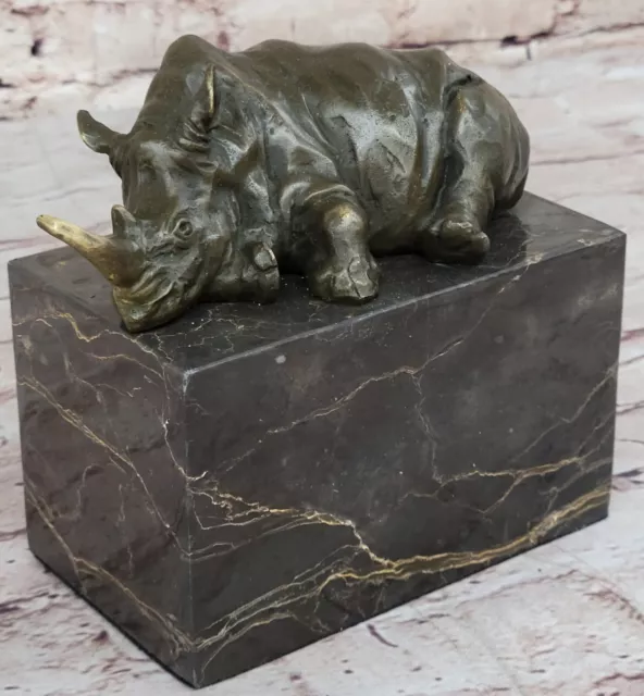 Authentic Bronze Sculpture - Rhinoceros - created by Milo Museum Quality