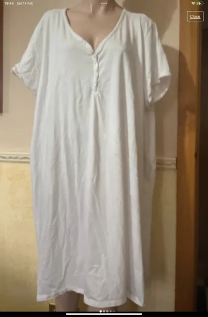 Indigo Sky Nightdress short Sleeves White Cotton size 26-28 BNWOT