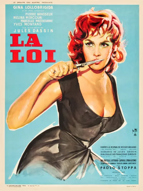 LA LOI, GINA LOLLOBRIGIDA-REPRO AFFICHE SUR TOILE EN 340g (60X80)