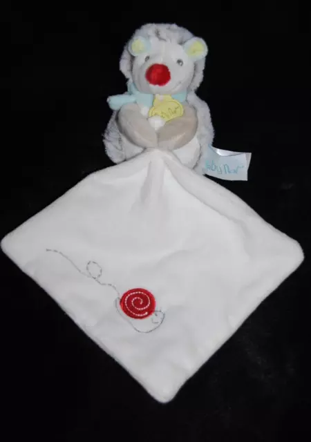Doudou hérisson mouchoir BABY'NAT BABYNAT Gaston brodé escargot rouge Etat NEUF