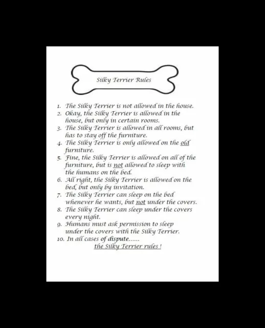 * Silky Terrier "Rules" - CUSTOM MATTED - Dog Art Print : GIFT