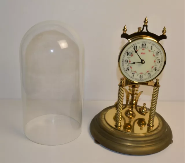 Ant Kundo by Kieninger & Obergfell 400 day Anniversary Clock w glass dome & Key