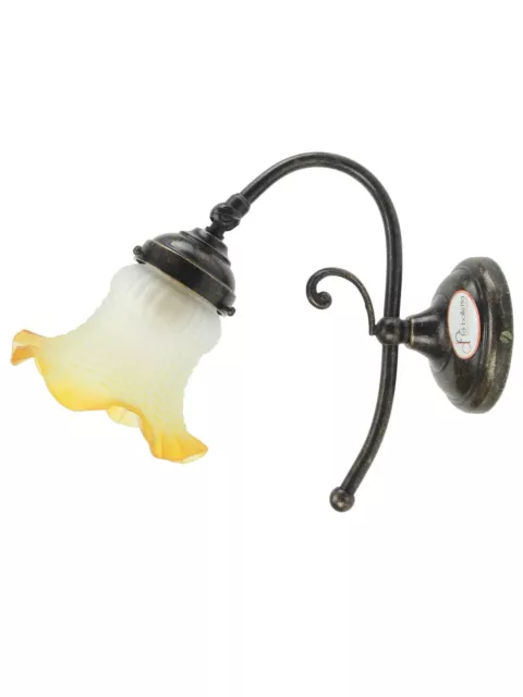 Applique ottone brunito,lampada illuminazione da parete vetro stile liberty ar41