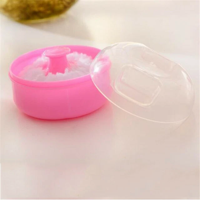 COLORFUL BABY SOFT Body Talcum Powder Puff Sponge + Box Case Container Box LI £4.55 PicClick UK