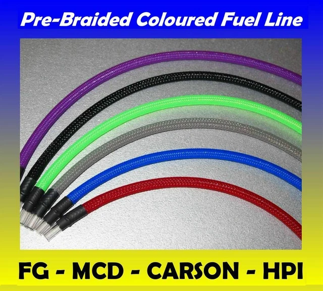 BRAIDED FUEL LINE Various Colours FG MARDER LOSI HPI BAJA ROVAN Petrol