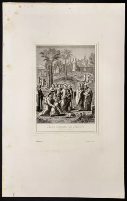 1853 - Bartimée, l’aveugle de Jéricho - Vie de Jésus Christ - Gravure