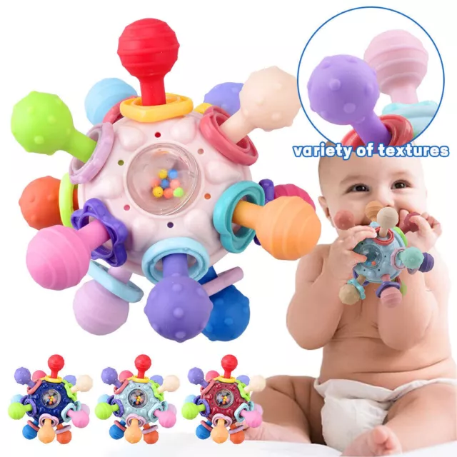 Infant Baby Teething Relief Teethers Sensory Toy Developmental Rattles Chew Toy-