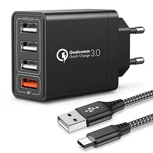 JOOMFEEN Quick Charge 3.0 Chargeur mural USB avec câble USB Type C 30 W QC 3....
