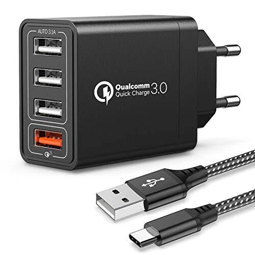 JOOMFEEN Quick Charge 3.0 Chargeur mural USB avec câble USB Type C 30 W QC 3....