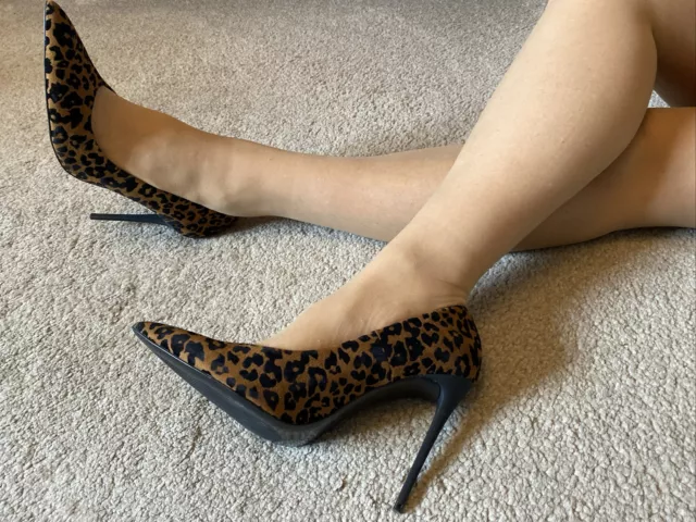 Zara Leopard Print Suede Court Stiletto Size 8 EUR 41 US 10