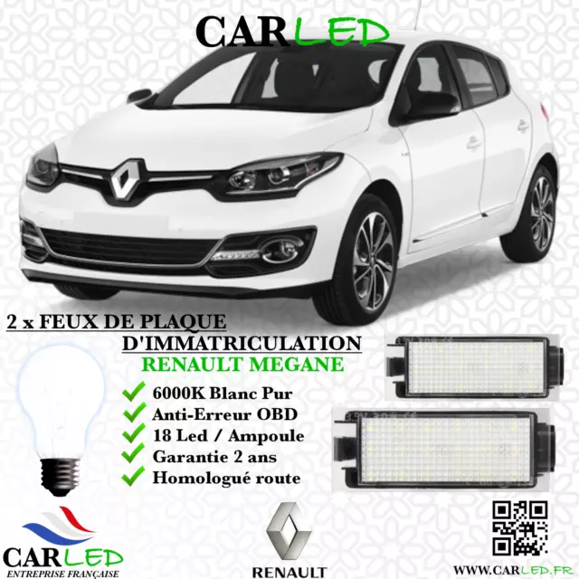 2x Feux de plaque d'immatriculation LED Renault Megane III