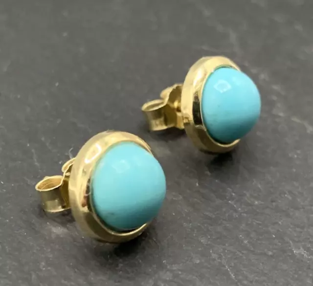 Turquoise Boucles D'Oreille Or 585er