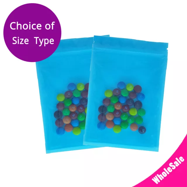 Assorted Sizes Glossy Blue Flat Plastic Mylar Zip Lock Pouch Bag w/Tear Notch B5