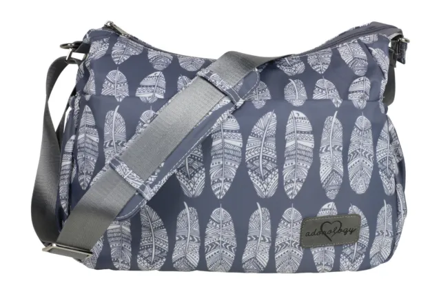 Crossbody Diaper Bag Stroller Straps Changing Pad Grey Washable Moms Baby Purse