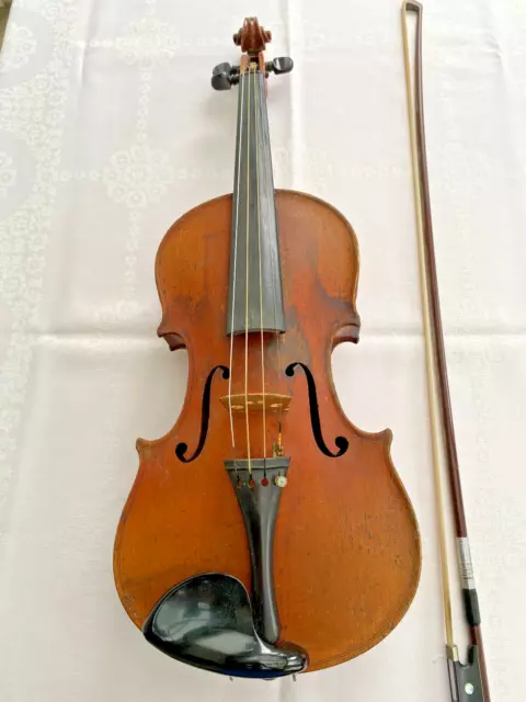  ALTE GEIGE 4/4 VIOLINE mit KOFFER und BOGEN