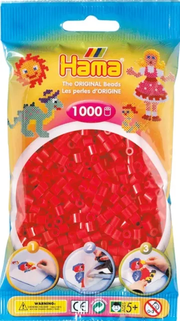 1000 Hama Red Color 207-05 Iron On Midi Beads