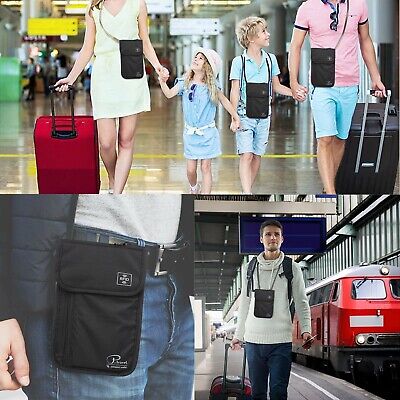 For US Families Large Neck Wallet RFID Blocking Travel Passport Holder Pouch